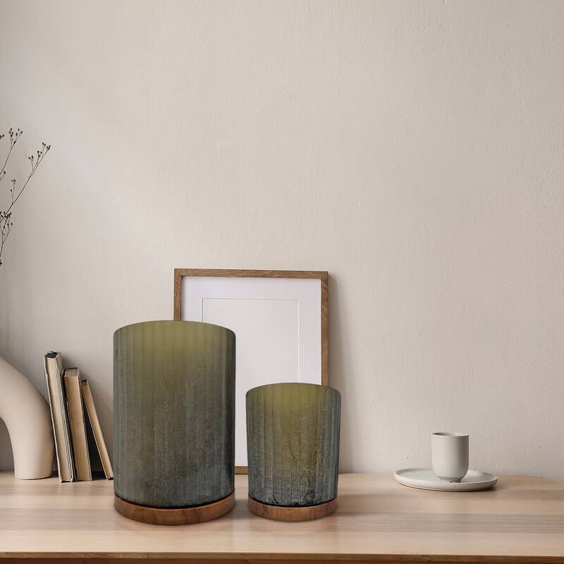 Set of 2 Decorative Handmade Glass Smoky Serenity Vase in Grey