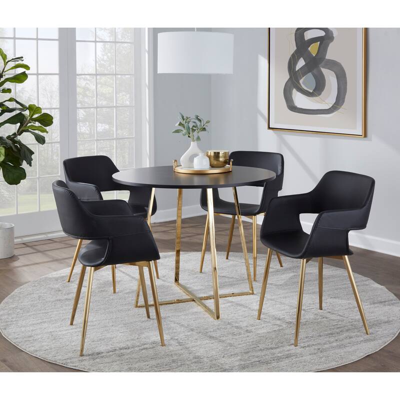 Porch & Den Pugo Canary Dining Table with Metal Trestle Base