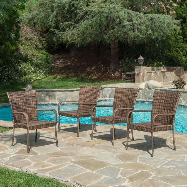Elize Outdoor French Bistro Chairs (Set of 4) by Christopher Knight