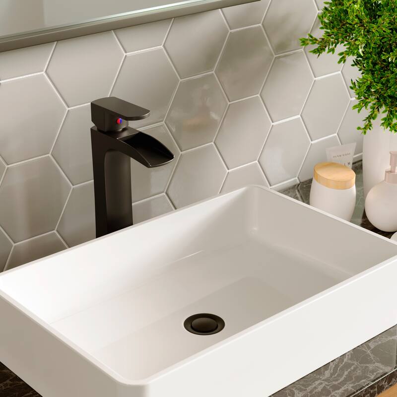 Karran Kassel Single Hole Single Handle Vessel Bathroom Faucet with Matching Pop-up Drain