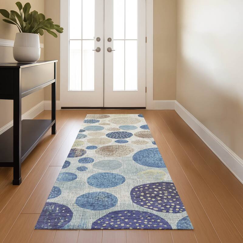 Premium Washable Super Soft Casual Contemporary Mayfield Rug - Navy - 2'3" x 7'6"