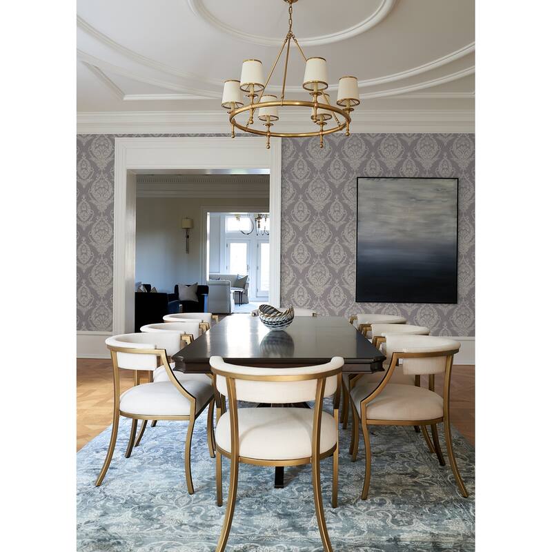 A-Street Prints Arlie Lavender Botanical Damask Wallpaper