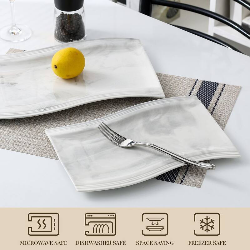 MALACASA Flora Porcelain Rectangular Serving Plates