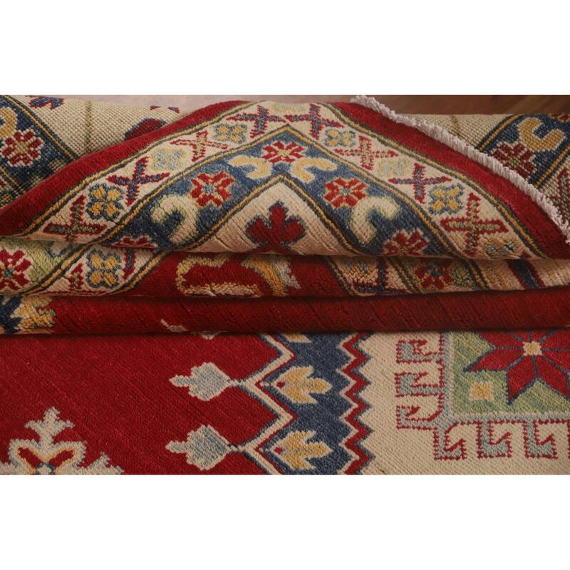 Red Kazak Area Rug Hand-Knotted Traditional Wool Carpet - 8'10"x 11'8"