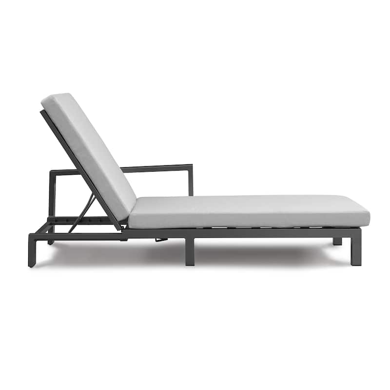 Benton Modern Aluminum Lounge Outdoor Double Chaise with Cushion