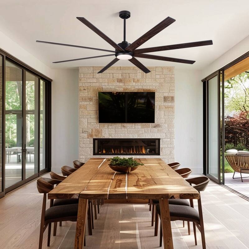 84" Ceiling Fan with Light Black Indoor/Outdoor Ceiling Fan for Living Room Large Dimmable Ceiling Fan with Remote APP Control