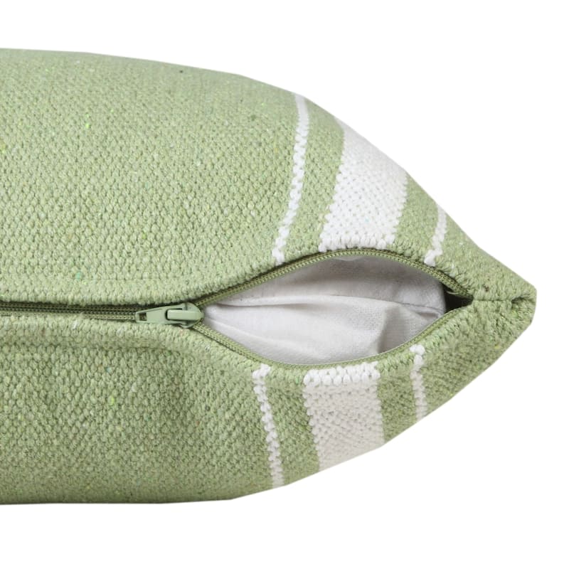 HomeRoots 20" X 20" Green And White 100% Cotton Geometric Zippered Pillow
