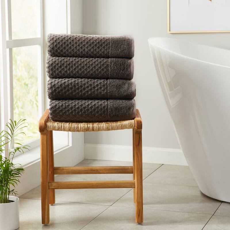 Linery & Co. Cotton Diamond Waffle Texture Bath Towels - Bath Towel (Pack of 4) - Midnight