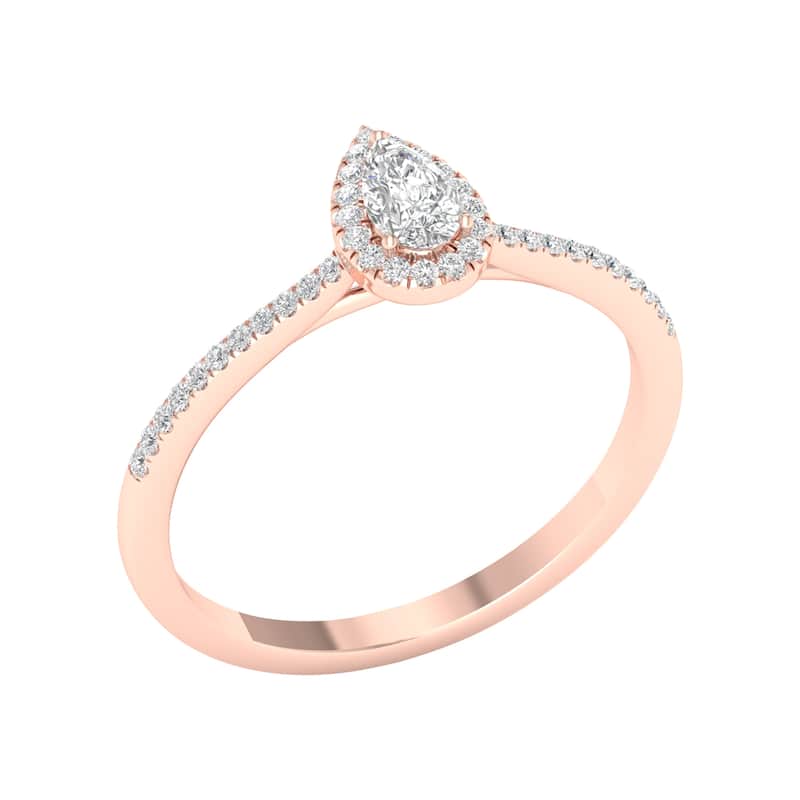 1/3ct TDW Pear Diamond Halo Engagement Ring in 10k Gold for Women