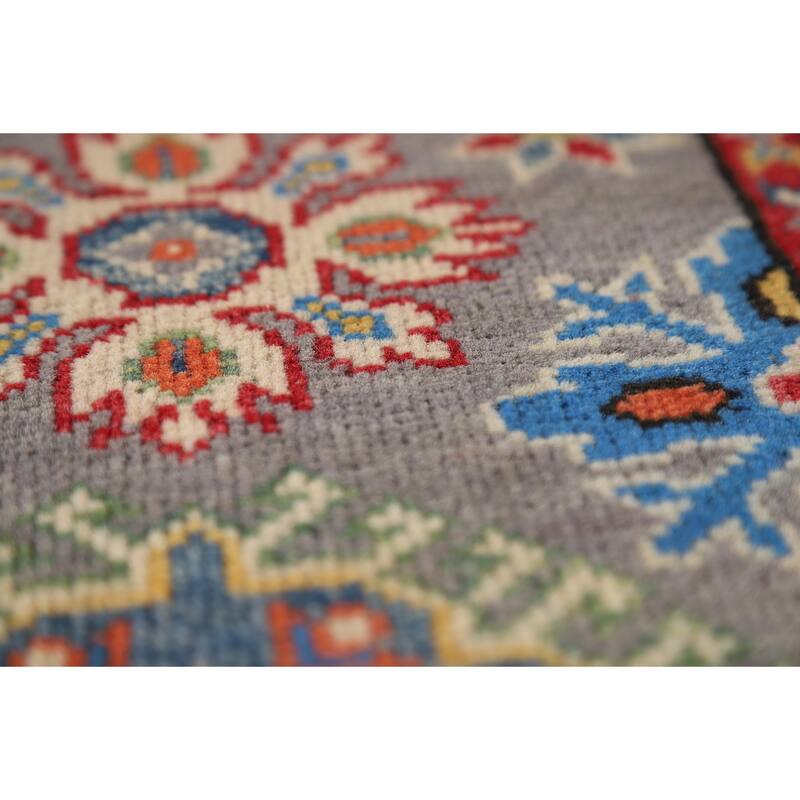 Gray Kazak Oriental Foyer Rug Hand-Knotted Wool Carpet - 2'0" x 3'0"