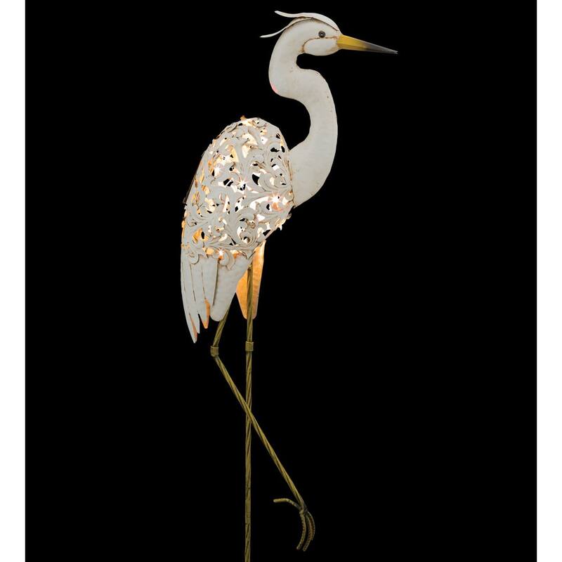 Solar Bird Stake - Egret - 9.75"x4"x42.5"