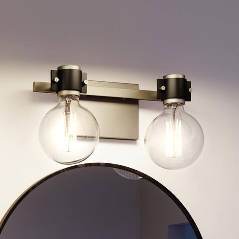 Luxury Modern Bath Vanity Light, 8"H x 15"W, with Minimalist Style, Aged Nickel, by Urban Ambiance