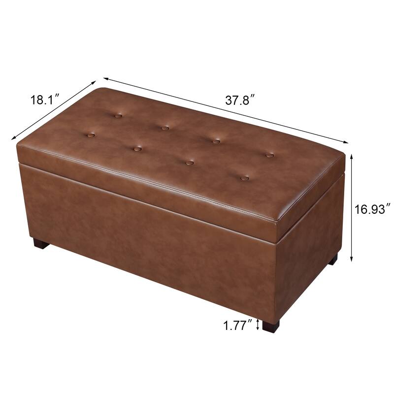 Adeco Rectangle Storage Ottoman Bench for Living Room Bedroom