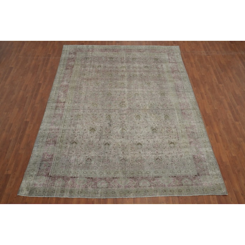 Hand Knotted Oriental 100% Wool Carpet Traditional All-Over Green Mahal Area Rug - 12' 3'' X 8' 9''