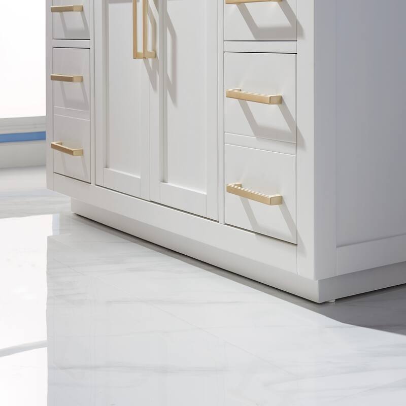 Altair Ivy Single Bathroom Vanity Set and Carrara White Countertop with Mirror