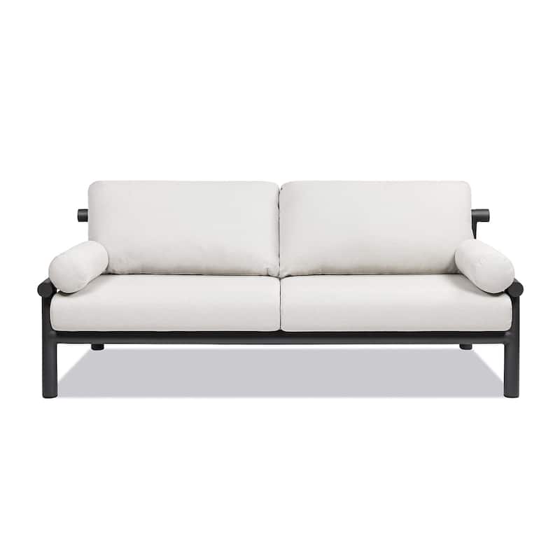 Zara 73.5" Aluminum Black Dowel Deep Seating Patio Loveseat with Cushions