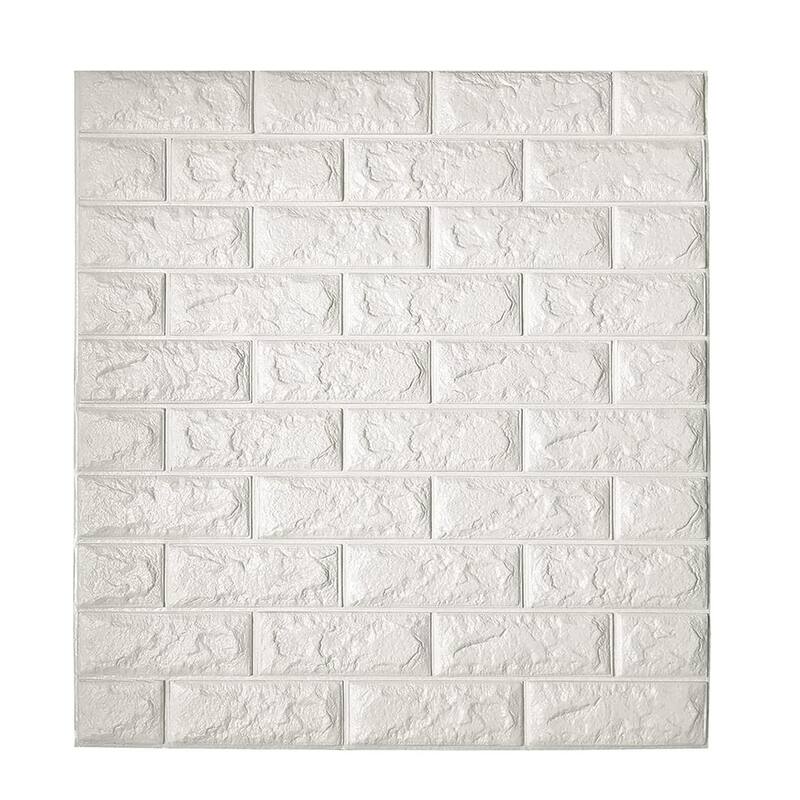 Art3d 20pcs 30.5"x27.5" White Self-adhesive Foam Faux Brick Wall Tiles Wall Sticker - White