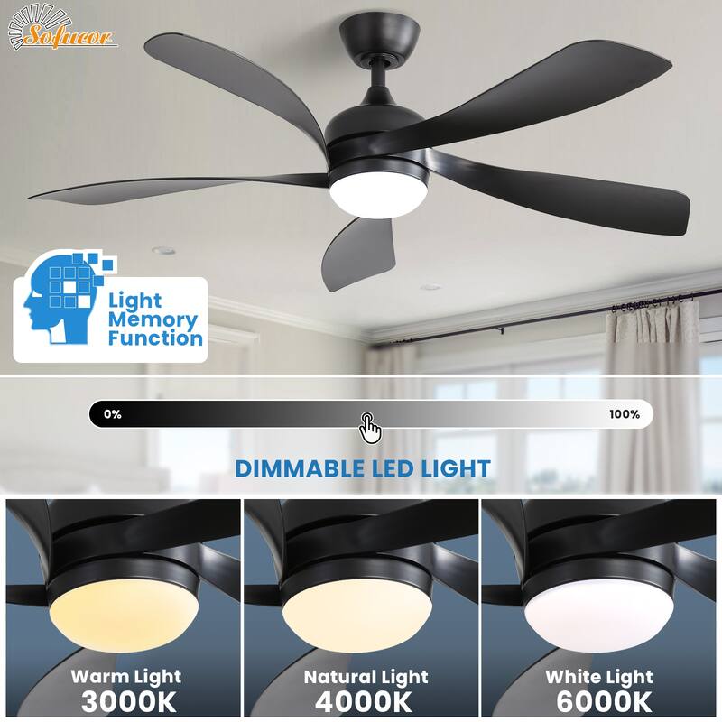 Modern Ceiling Fan With Light Smart Life APP Remote Control Timer For Alexa Google Bedroom Farmhouse