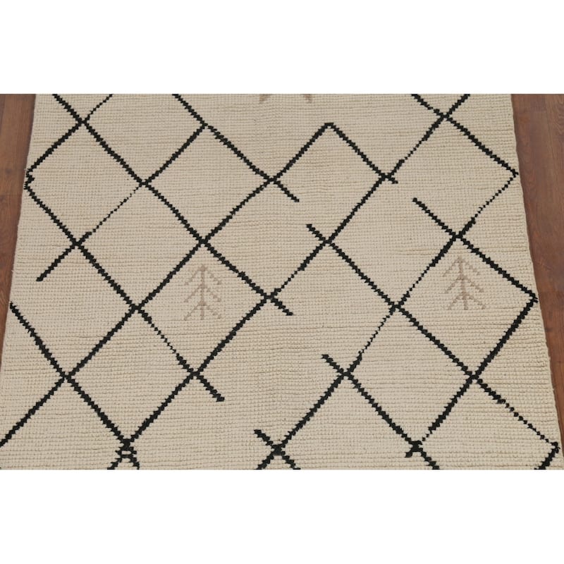 Moroccan Oriental Runner Rug Handmade Wool Carpet - 4'1"x 13'4"