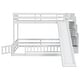 preview thumbnail 6 of 18, Twin Over Full Size Floor Bunk Bed with Slide and Safety Guardrails, Wooden Bunk Bedframe with Storage Staircase and Fence