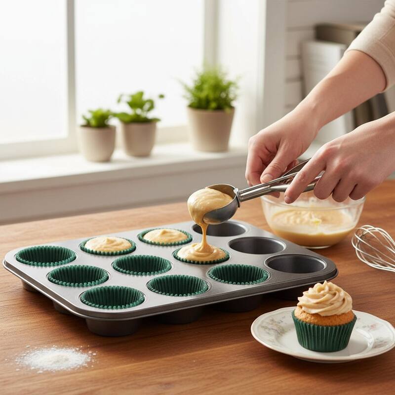 Chef Craft 50 Count Cupcake Liners Muffin Size Baking Cups, Dark Green