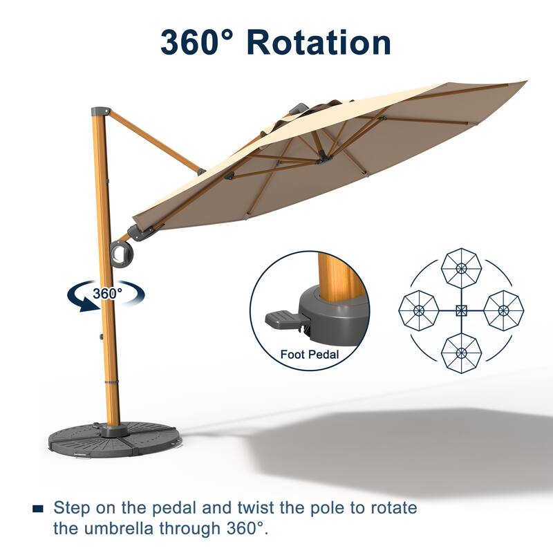 11 Feet Patio Outdoor Round Double Top Cantilever