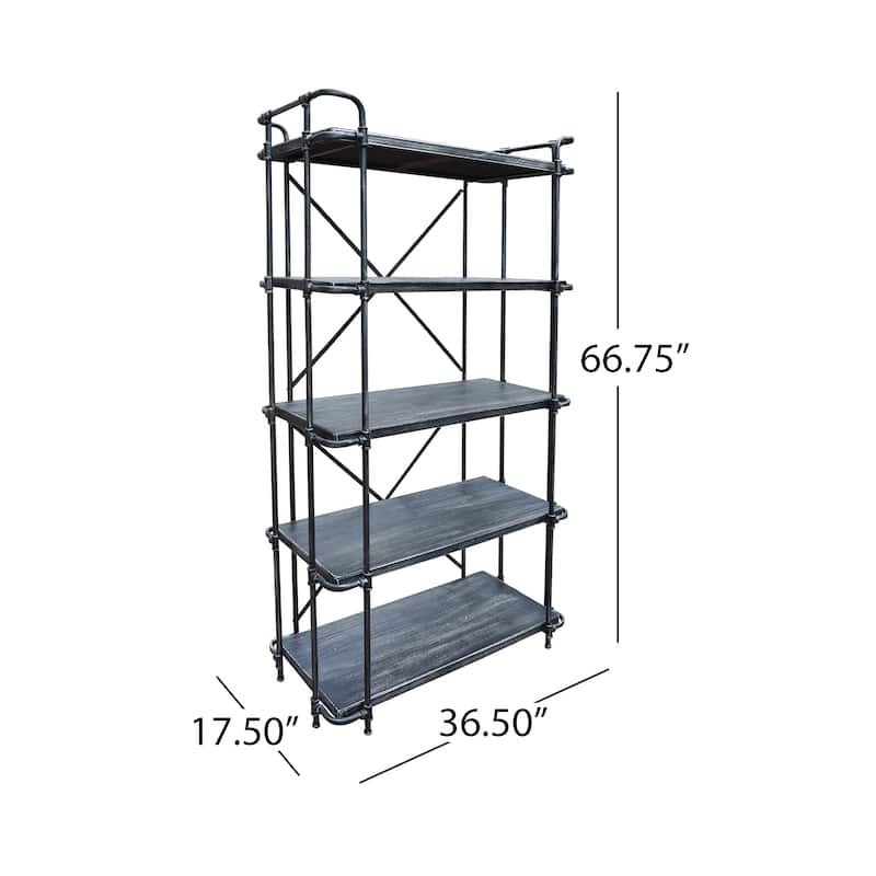Cedarburg Industrial 5 Shelf Firwood Bookcase by Christopher Knight Home