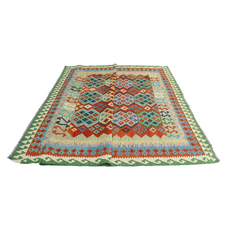Flatweave Rylee Red/Blue Rug - 6'10" x 9'10"