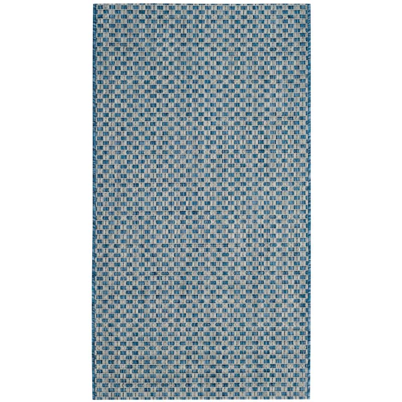 SAFAVIEH Courtyard Judi Indoor/ Outdoor Patio Backyard Rug - 2'3" x 5' - Blue/Light Grey