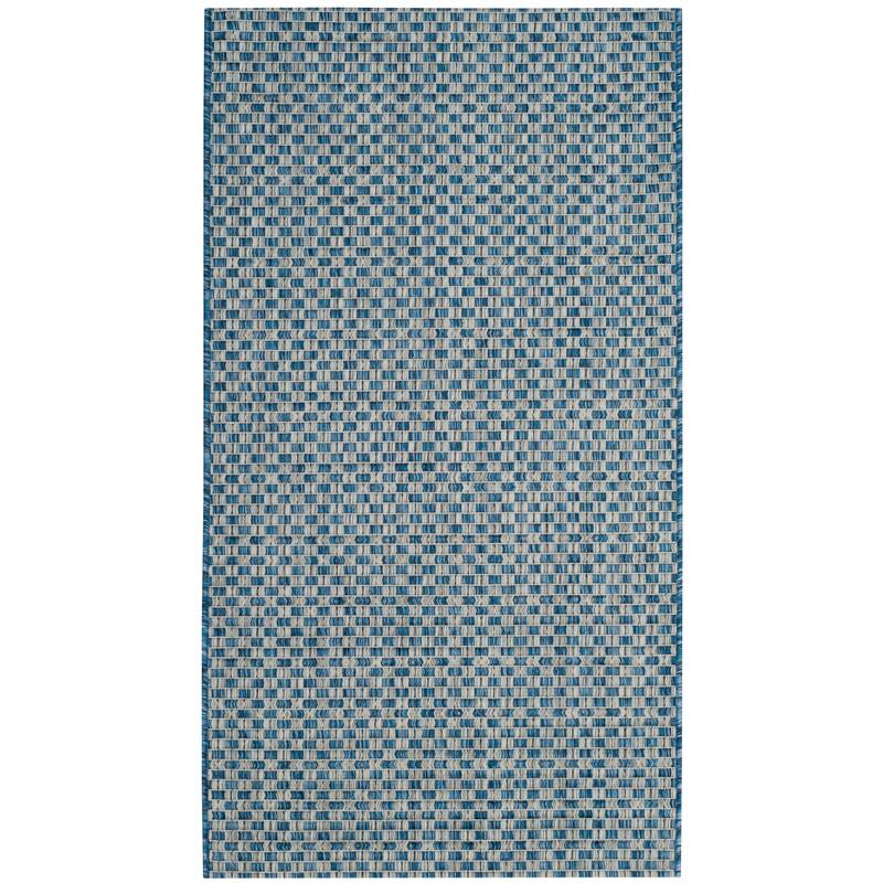 SAFAVIEH Courtyard Ragini Indoor/Outdoor Waterproof Patio Backyard Rug - 2'3" x 5' - Blue/Light Grey