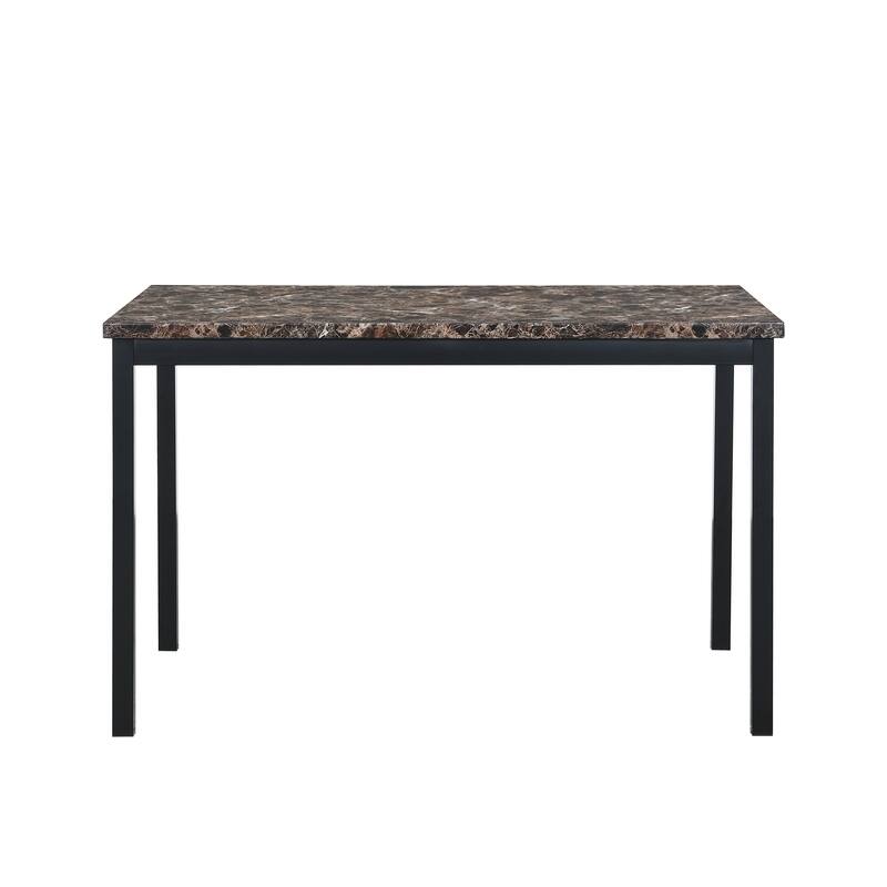 5-Piece Dining Table Set with Faux Marble Top and Upholstered PU Chairs, Modern Kitchen Table Set for 4