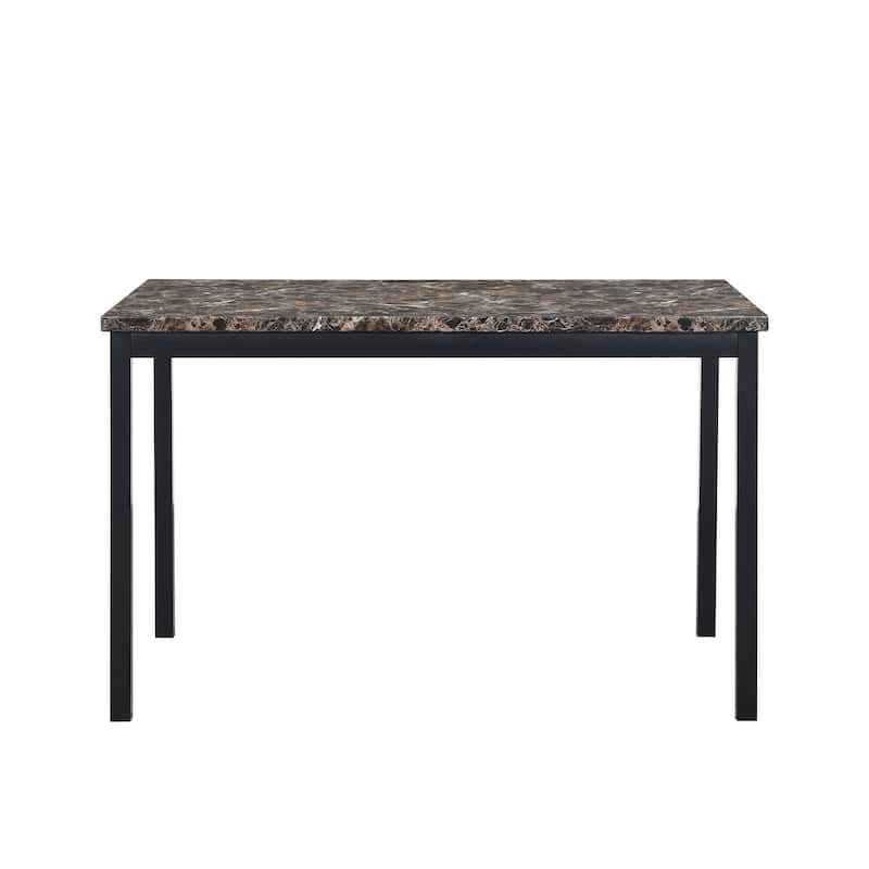 Furniture 5 Piece Metal Dinette Set with Faux Marble Top - N/A
