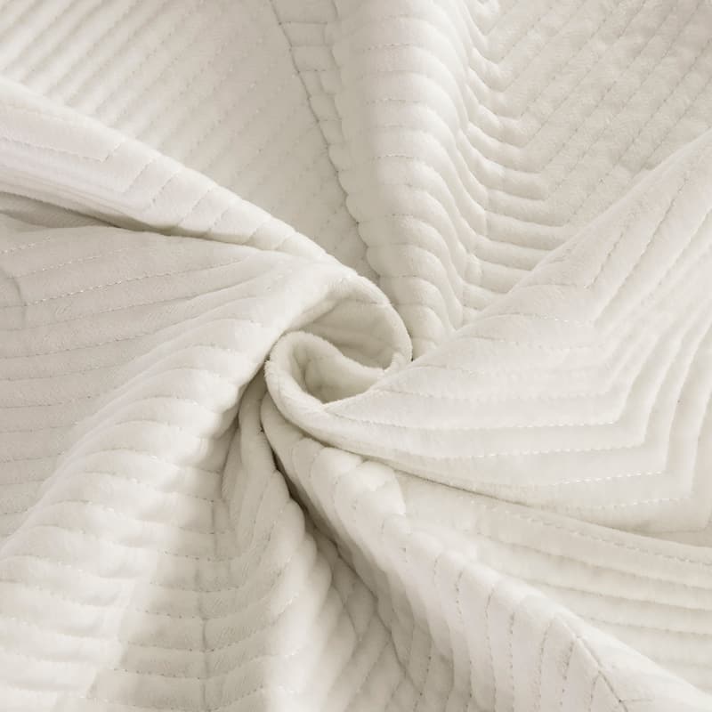 Pointehaven Heavy-Weight Oversized Chevron Design Velvet Quilt Sets