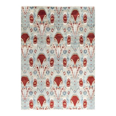 Ikat One-of-a-Kind Hand-Knotted Area Rug - Sand, 9' 1" x 12' 1" - 9' 1" x 12' 1"