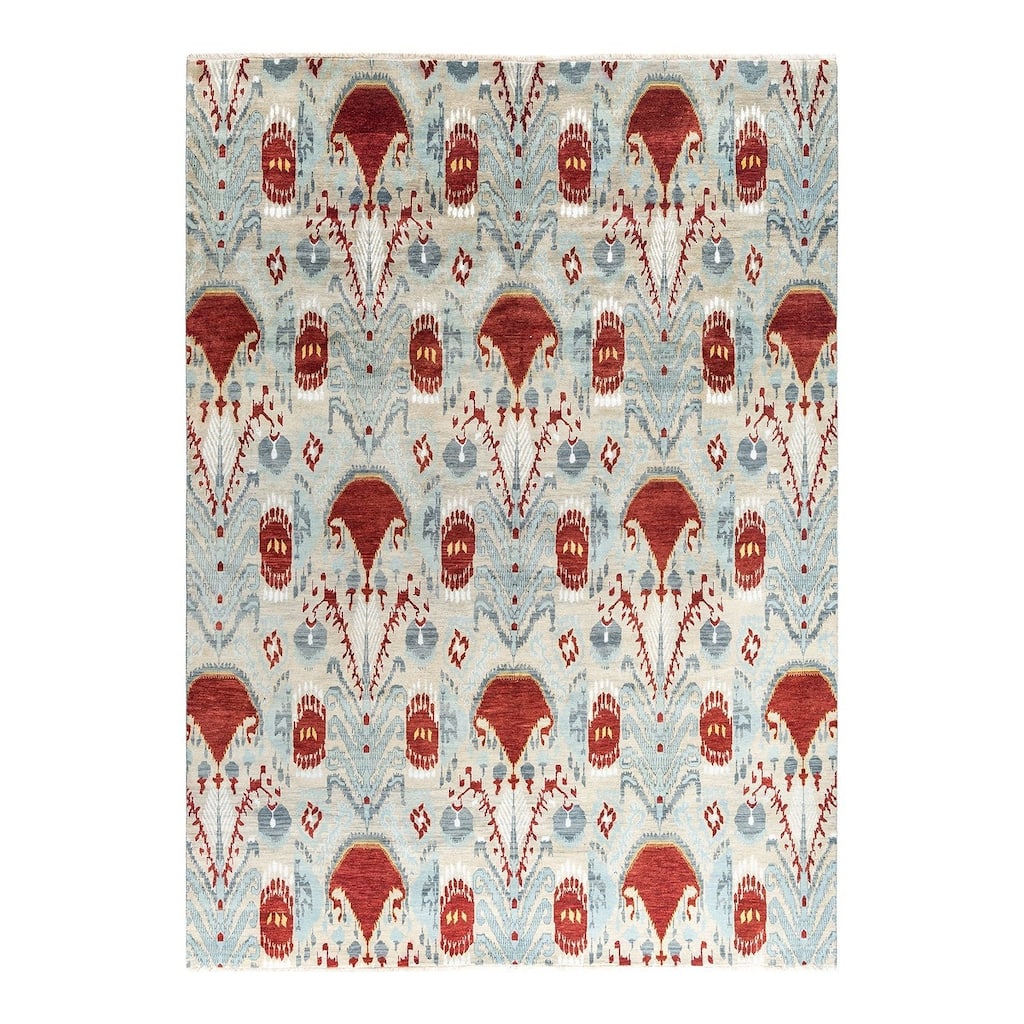 Ikat One-of-a-Kind Hand-Knotted Area Rug - Sand, 9' 1" x 12' 1" - 9' 1" x 12' 1"