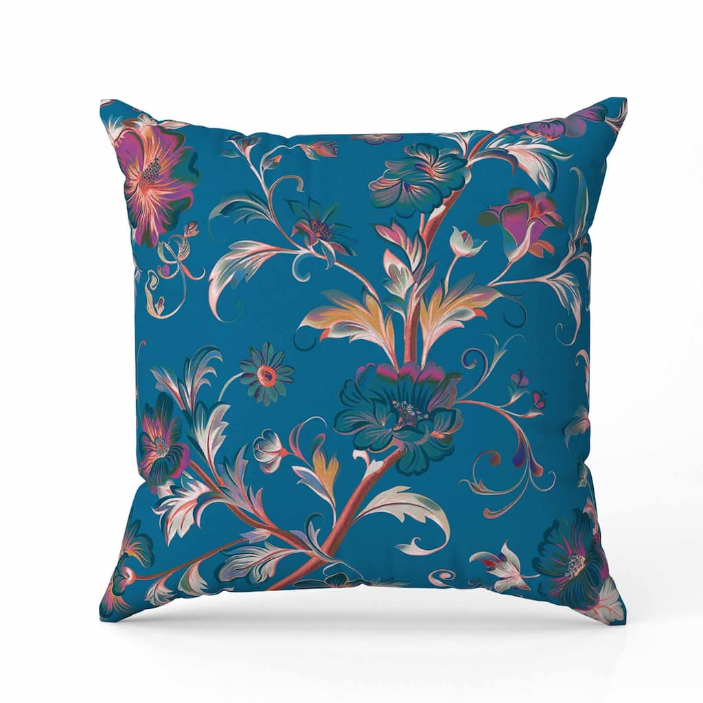 Nature's Palette Indoor/Outdoor Reversible Throw Pillow Blue and Pink