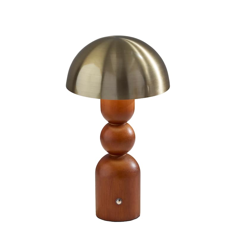 Connie LED Cordless Table Lamp - Walnut & Antique Brass