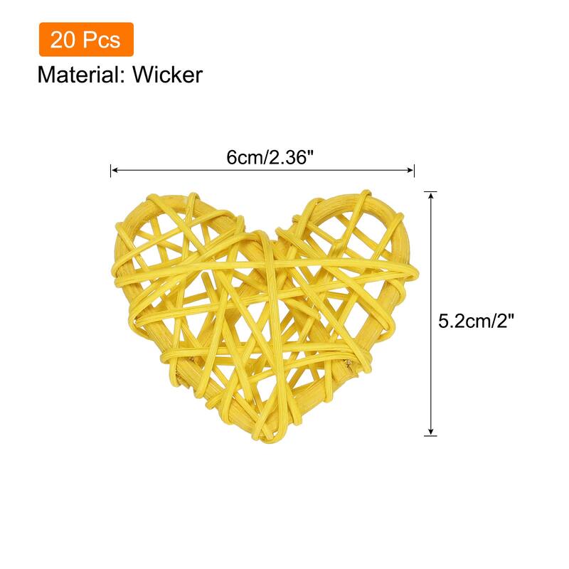 20Pcs Heart Rattan Ball Vase Filler Home Decoration 2.36 in