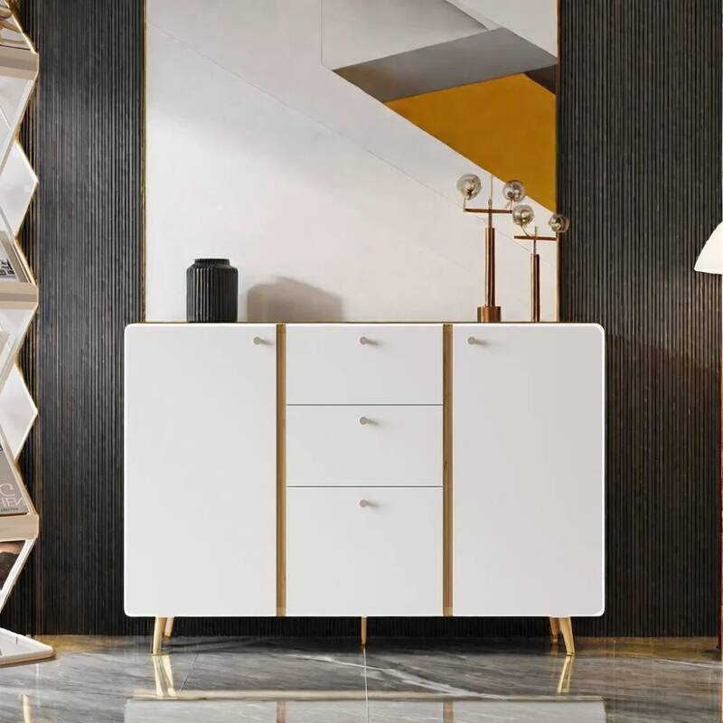 Sideboard Buffet Cabinet with 2 Doors, Accent Cabinet with 3 Drawers, Kitchen Storage Cabinet with Adjustable Shelves