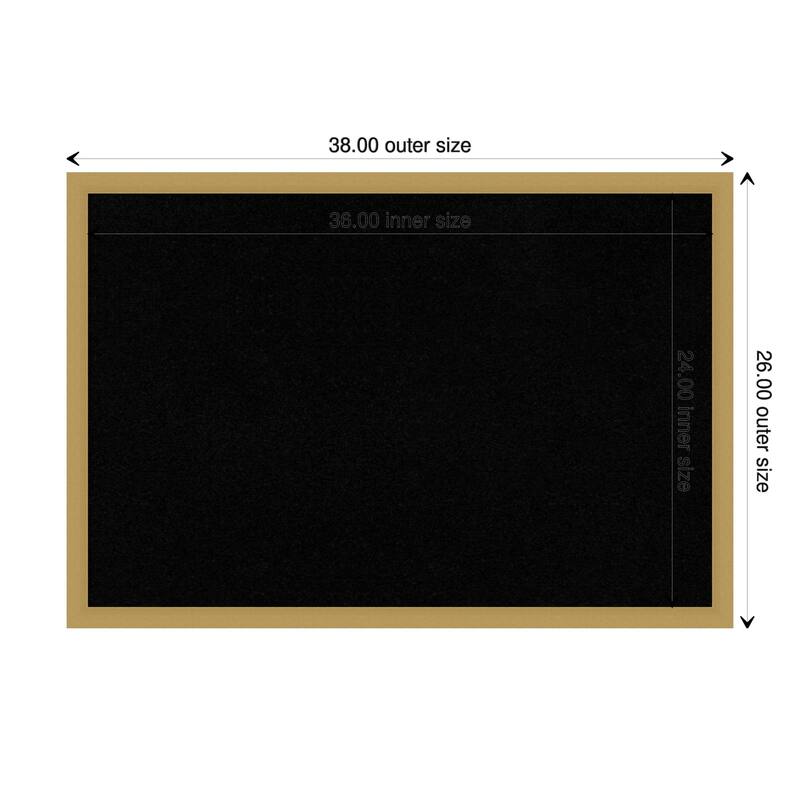 Grace Narrow Framed Black Corkboard Bulletin Board - Grace Brushed Gold Narrow - Board Size 36x24