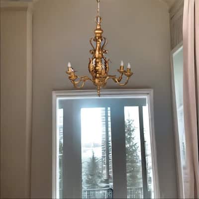 6 - Light Metal Chandelier with Adjustable Chain（No Bulb）