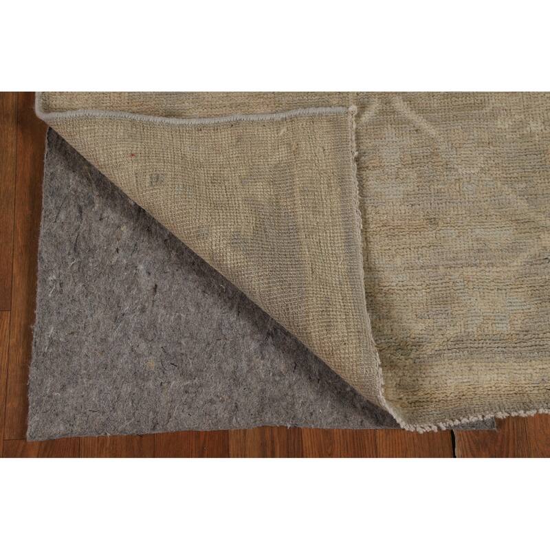 Grey Vegetable Dye Oushak Turkish Runner Rug Handmade Wool Carpet - 2'10" x 9'8"