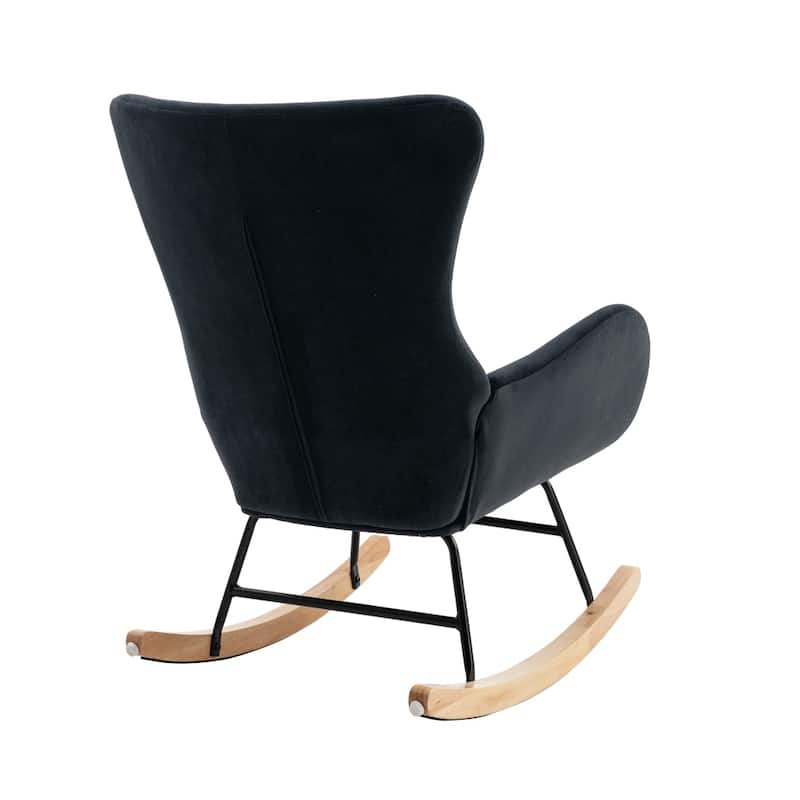 Velvet Fabric Padded Seat Rocking Chair
