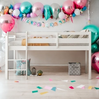 Modern Twin Size Wood Low Loft Beds With Ladder And Solid Construction For Kids Bedroom
