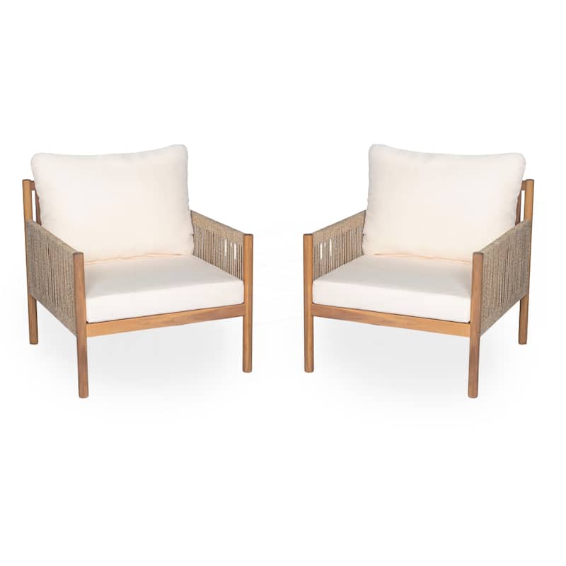 Modern Outdoor Woven Lounge Chair - Teak