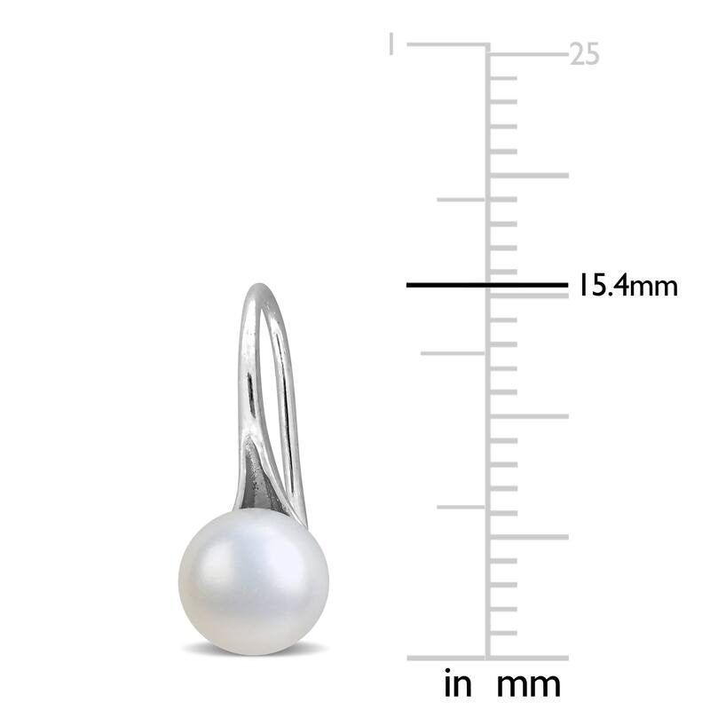 Miadora 6-7mm Cultured Freshwater Pearl Wave Shepherd Hook Earrings Sterling Silver