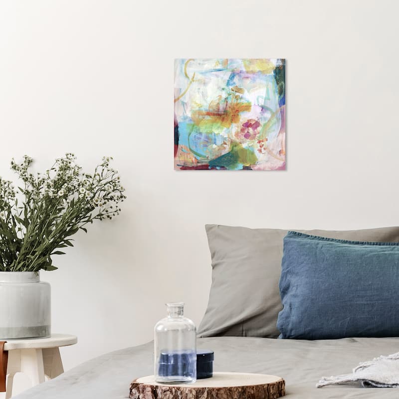 Wynwood Studio Canvas Abstract Stormy Field White and Light Blue Modern & Contemporary Wall Art Canvas Print - 12 x 12