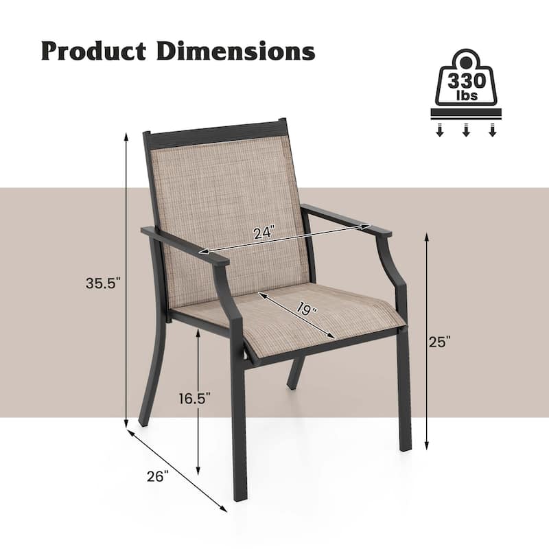 2 PCS Patio Dining Chairs Large Outdoor Chairs Breathable Seat