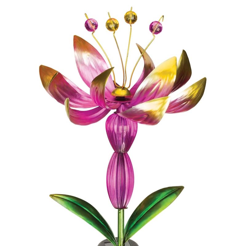 Flower Spinner Solar Stake - Pink