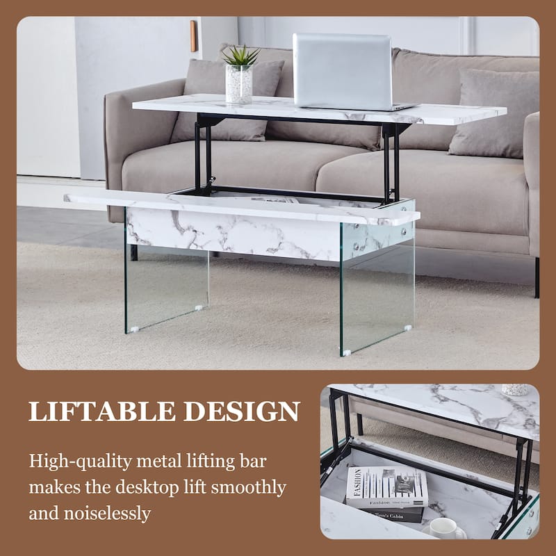 Modern Multifunctional Lift Coffee Table with Storage Space, Non-slip Feet and Lift Top, for Living Room
